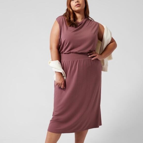 ATHLETA Santorini Cinch Midi Dress Tawny Rose 1X - Picture 1 of 11